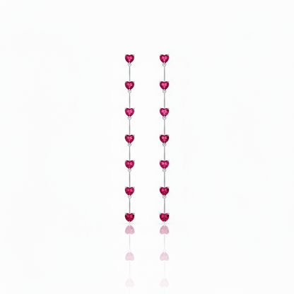 Amore Long Drop Earrings – Red Ruby