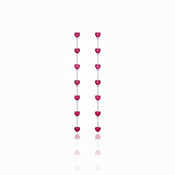Amore Long Drop Earrings – Red Ruby