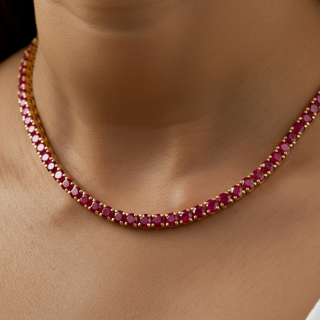Juno Grande Tennis Necklace – Red Ruby