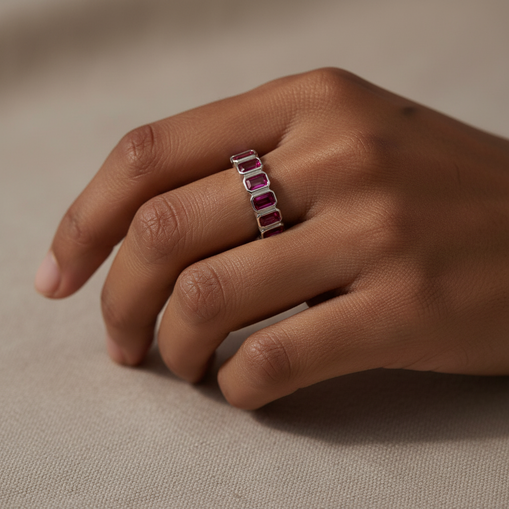 Nexus Vertical Eternity Ring – Red Ruby