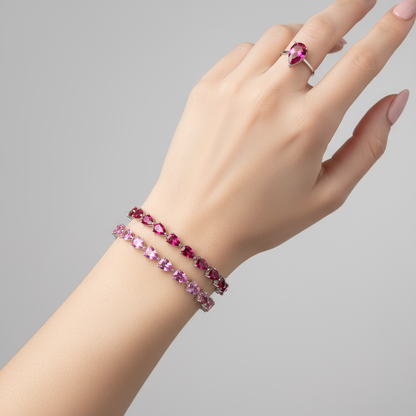 Nova Tennis Bracelet – Deep Red Garnet