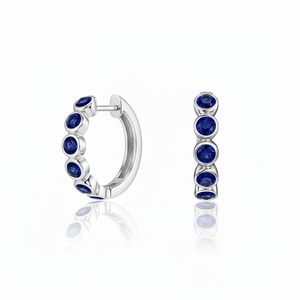Forma Mini Hoop Earrings – Blue Sapphire