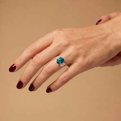 Velara Trilogy Ring – Teal Blue Spinel