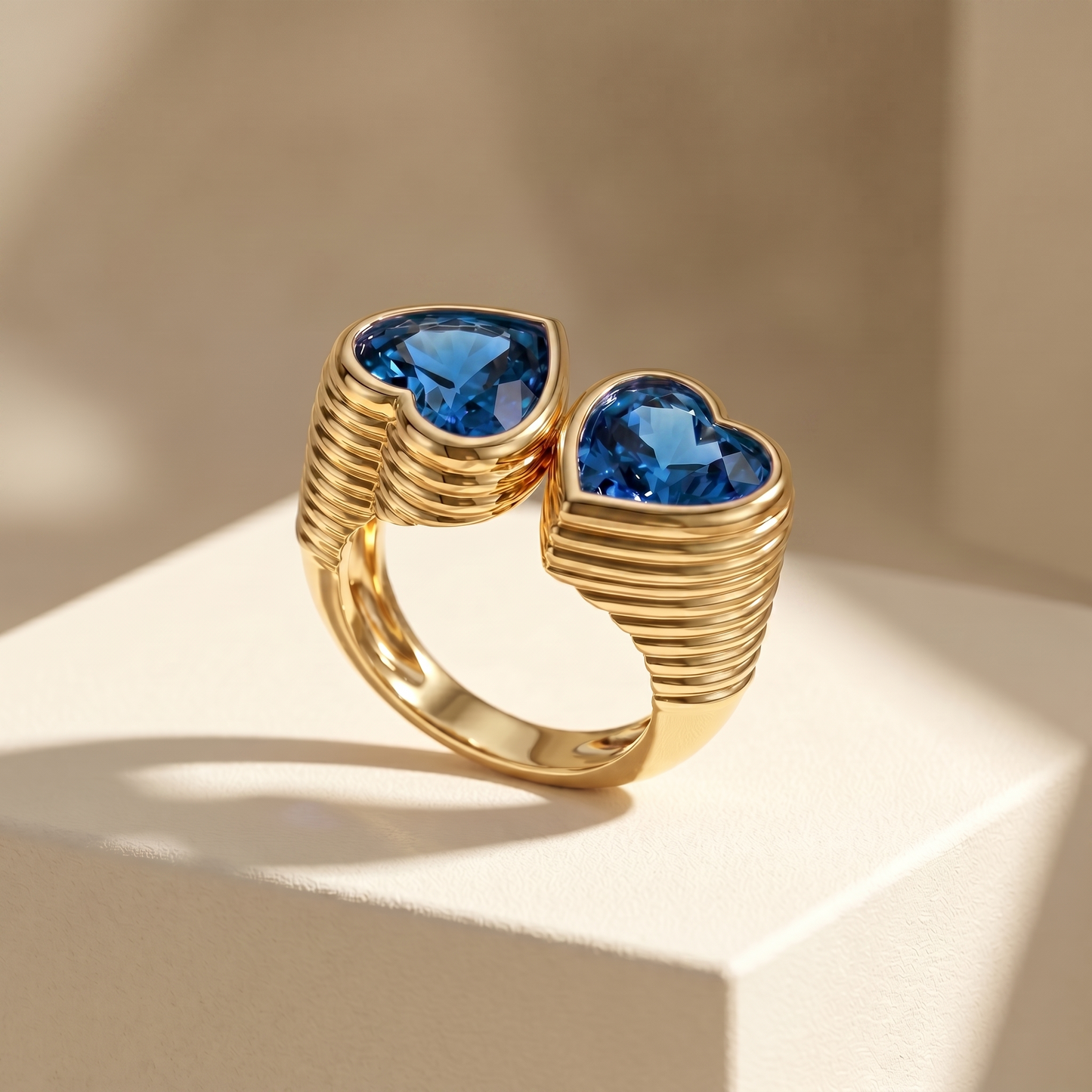 Amore Double Signet Ring – Teal Blue Spinel