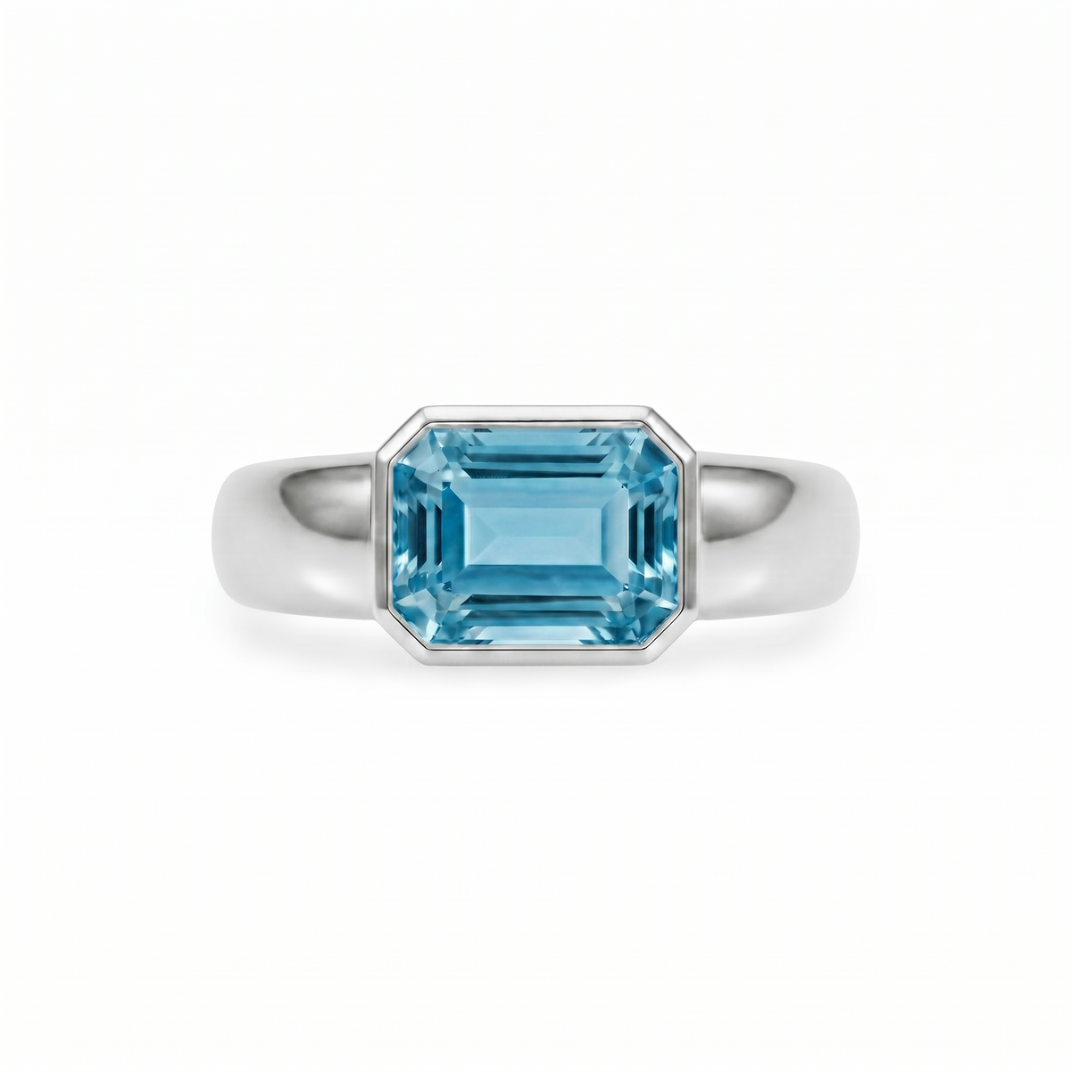 Nexus Lateral Solitaire Ring – Teal Blue Spinel