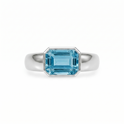 Nexus Lateral Solitaire Ring – Teal Blue Spinel