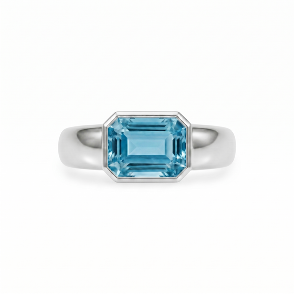 Nexus Lateral Solitaire Ring – Teal Blue Spinel