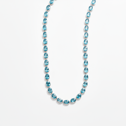 Velara Frame Tennis Necklace – Teal Blue Spinel