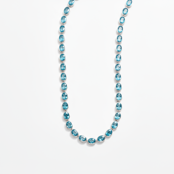 Velara Frame Tennis Necklace – Teal Blue Spinel