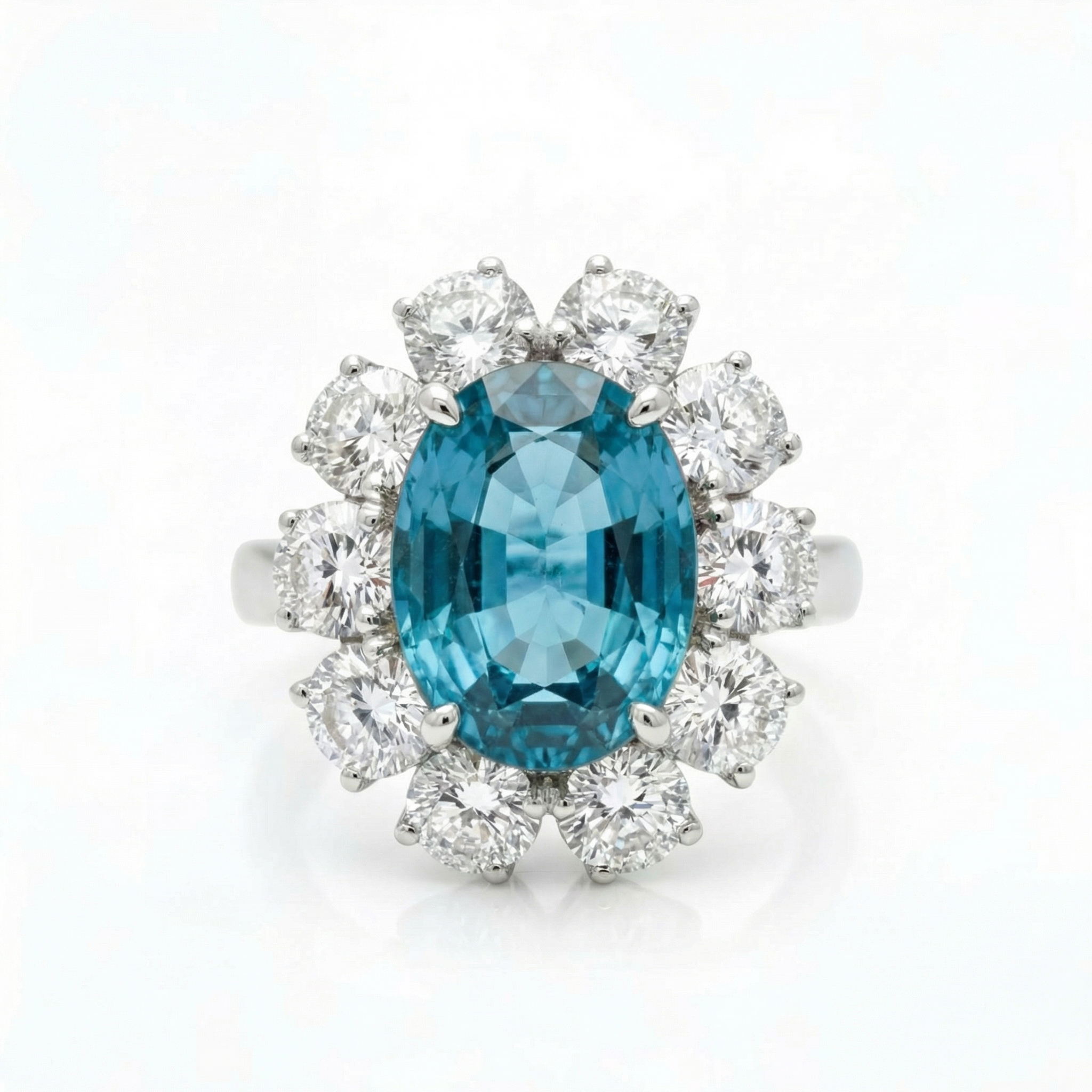 Velara Grand Halo Ring – Teal Blue Spinel