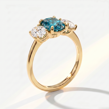 Velara Trilogy Ring – Teal Blue Spinel