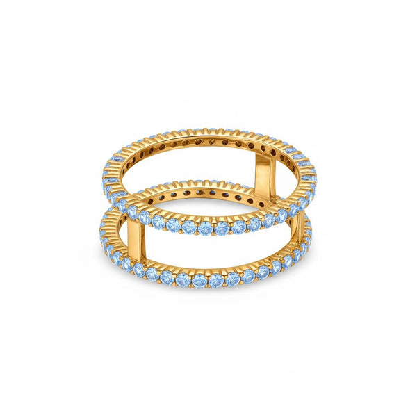 Linea Double Ring – Teal Blue Spinel
