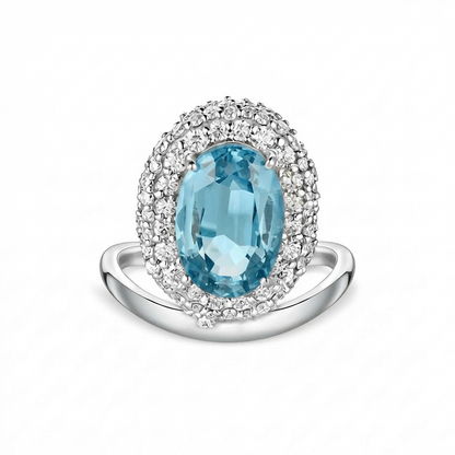 Velara Crest Ring – Teal Blue Spinel