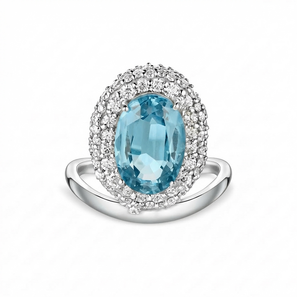Velara Crest Ring – Teal Blue Spinel