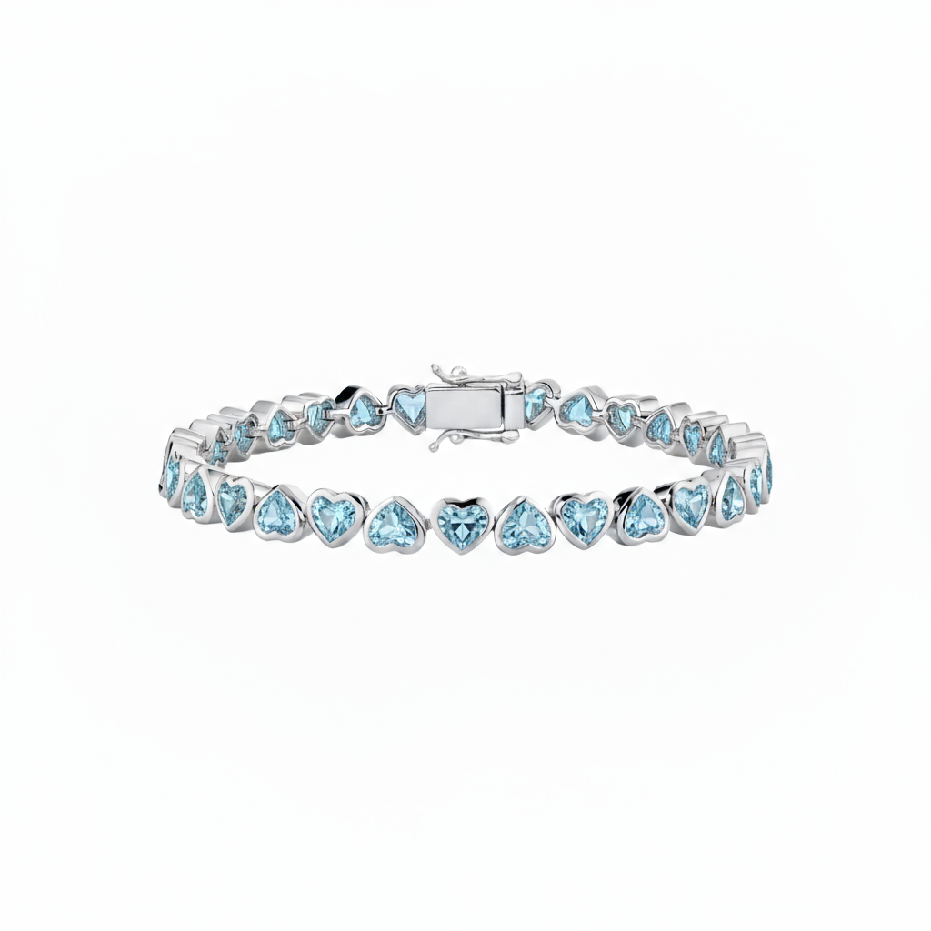 Amore Frame Tennis Bracelet – Teal Blue Spinel
