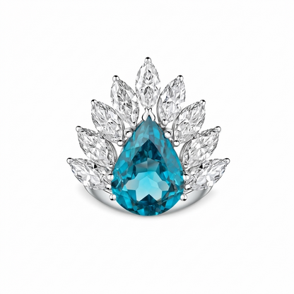 Nova Pavone Ring – Teal Blue Spinel