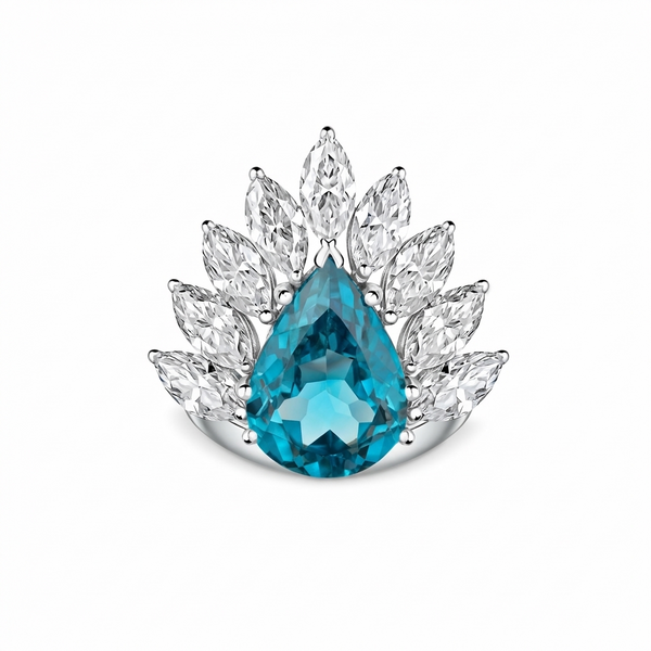 Nova Pavone Ring – Teal Blue Spinel