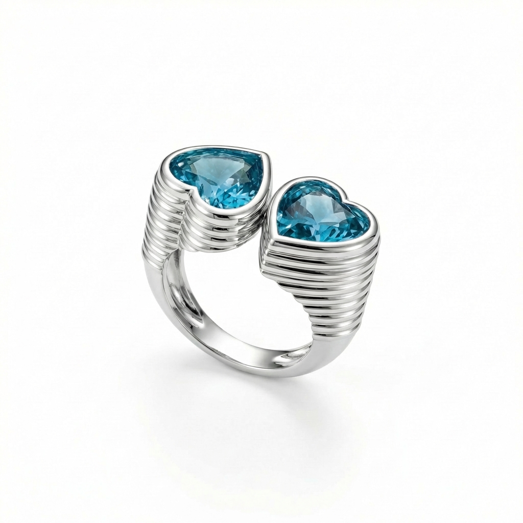 Amore Double Signet Ring – Teal Blue Spinel