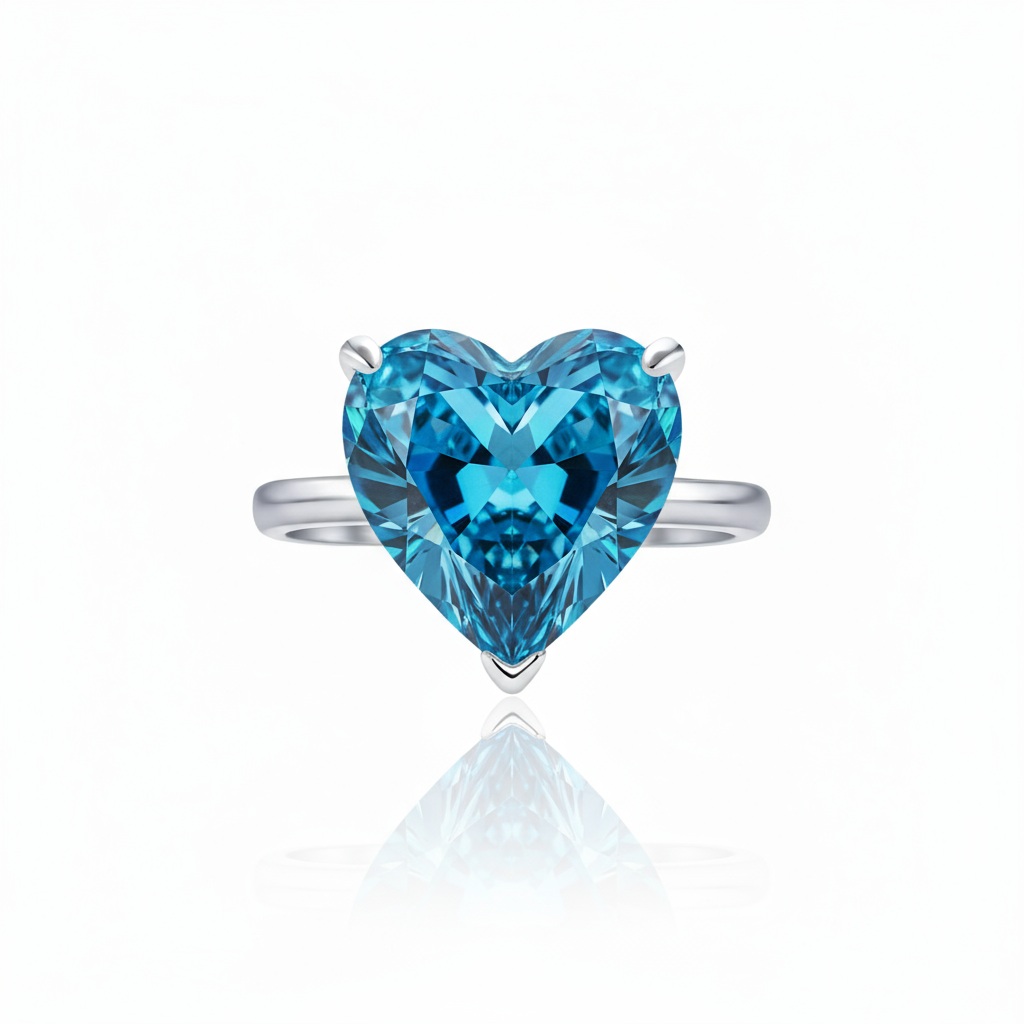 Amore Bold Solitaire Ring – Teal Blue Spinel
