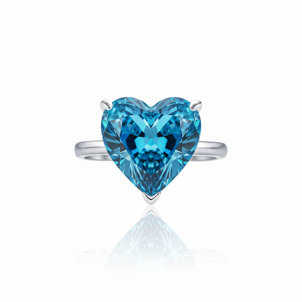 Amore Bold Solitaire Ring – Teal Blue Spinel