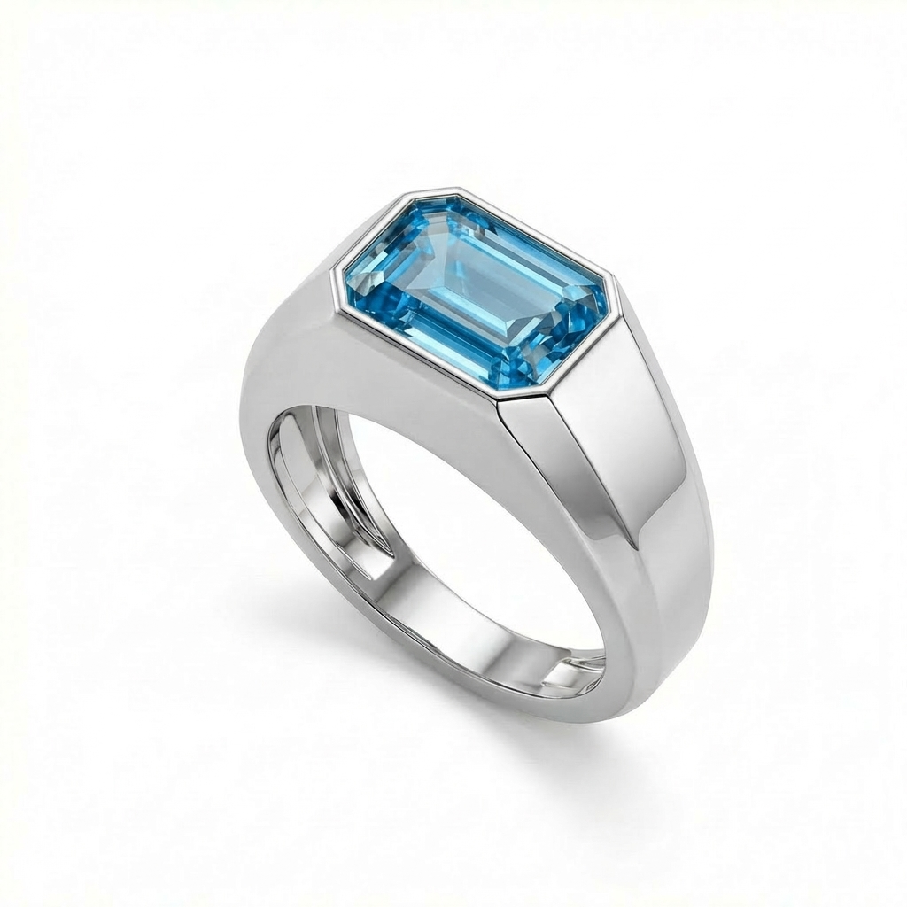 Nexus Signet Ring – Teal Blue Spinel