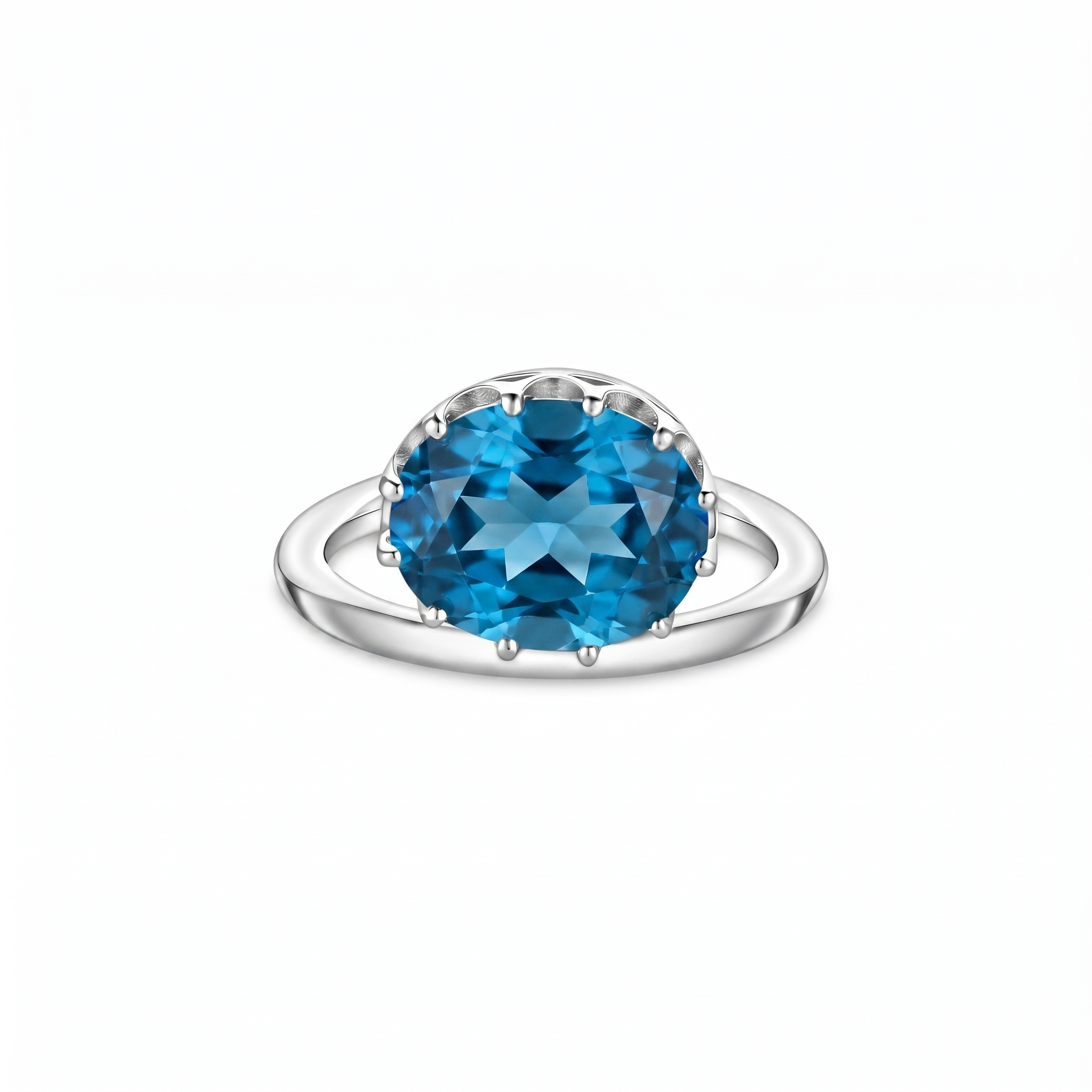 Velara Satellite Ring – Teal Blue Spinel