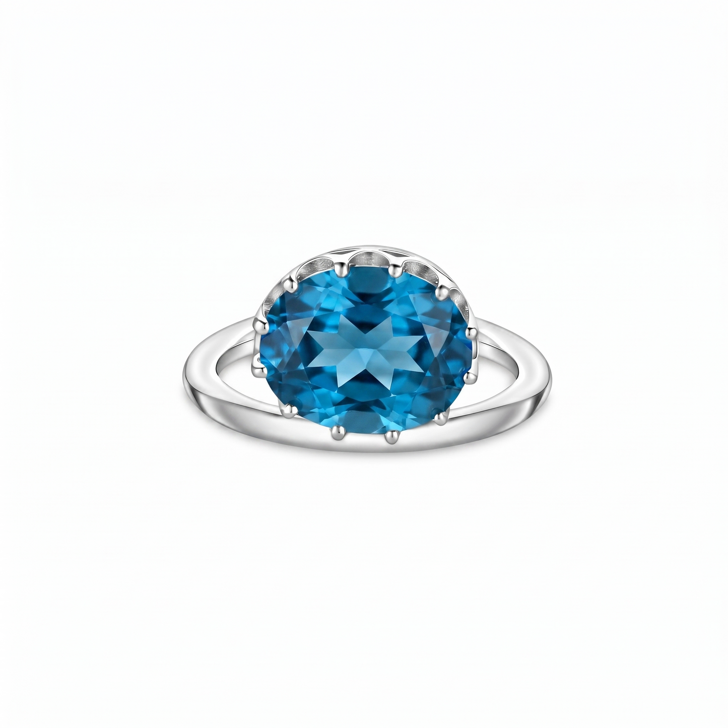 Velara Satellite Ring – Teal Blue Spinel