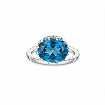 Velara Satellite Ring – Teal Blue Spinel