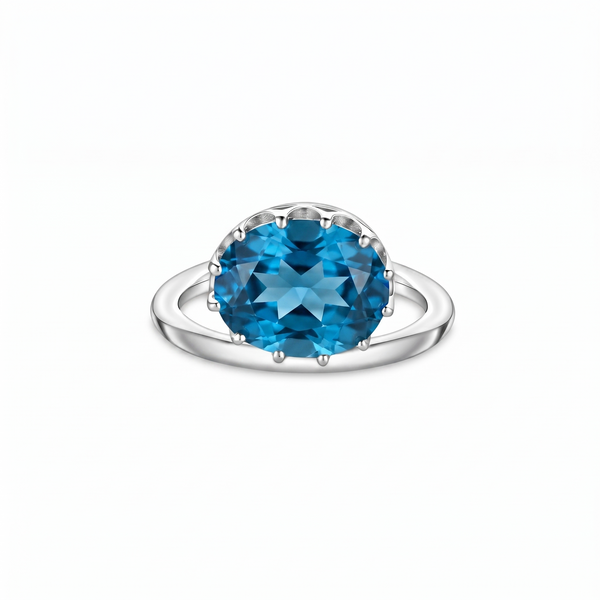 Velara Satellite Ring – Teal Blue Spinel