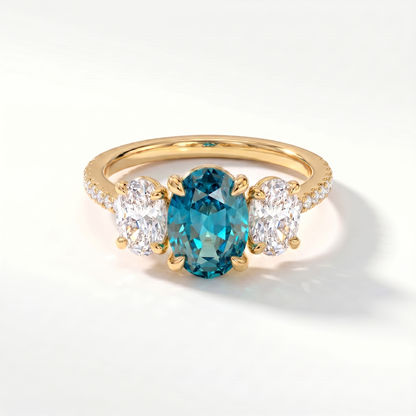 Velara Trilogy Pavé Ring – Teal Blue Spinel
