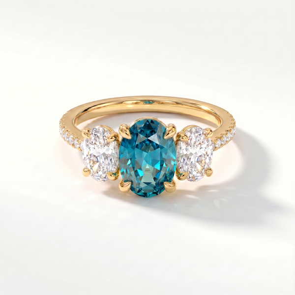 Velara Trilogy Pavé Ring – Teal Blue Spinel
