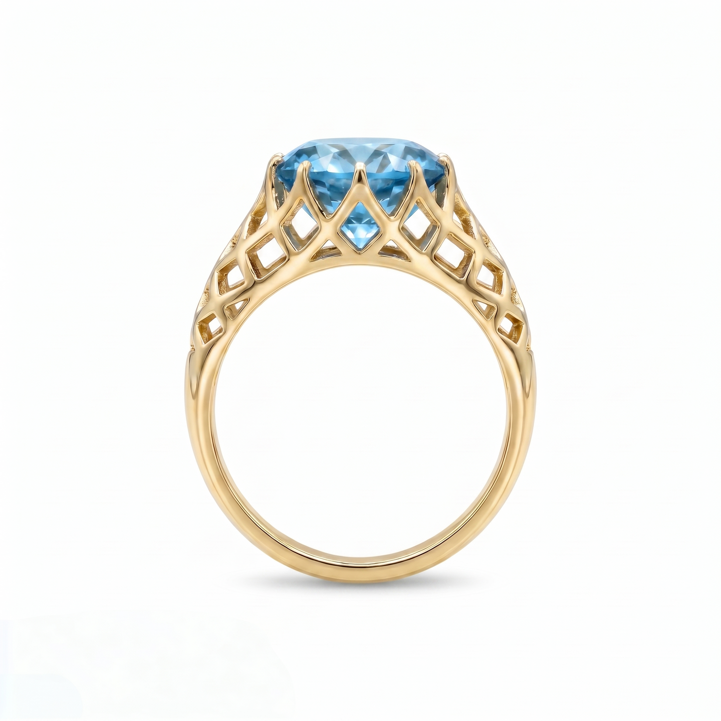 Juno Trellis Ring – Teal Blue Spinel