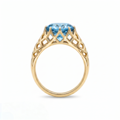 Juno Trellis Ring – Teal Blue Spinel