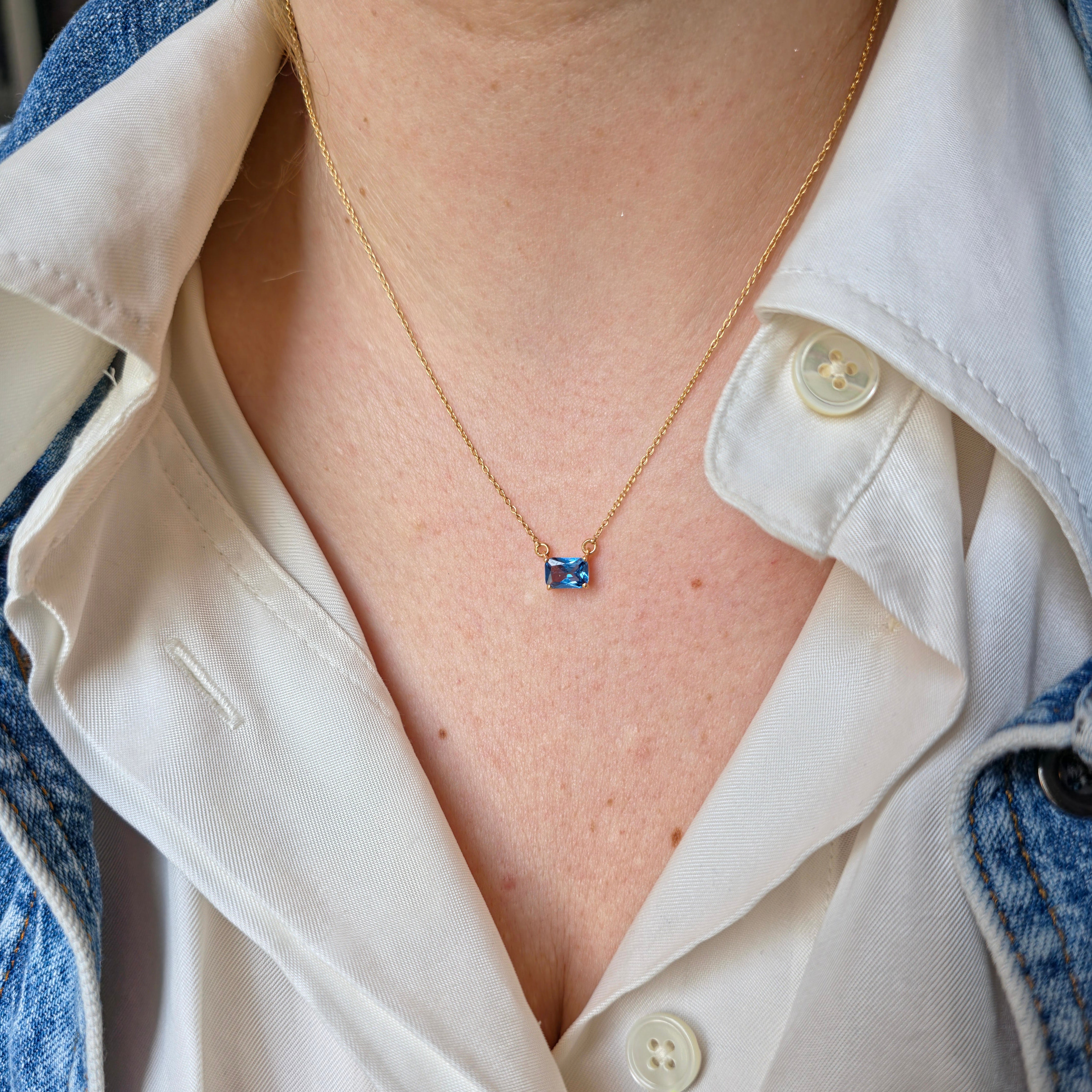 Nexus Solitaire Necklace – Teal Blue Spinel