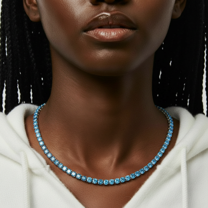 Juno Grande Tennis Necklace – Teal Blue Spinel