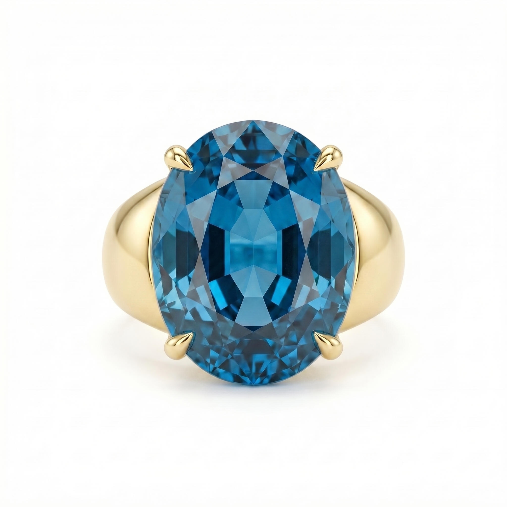 Velara Signet Ring – Teal Blue Spinel