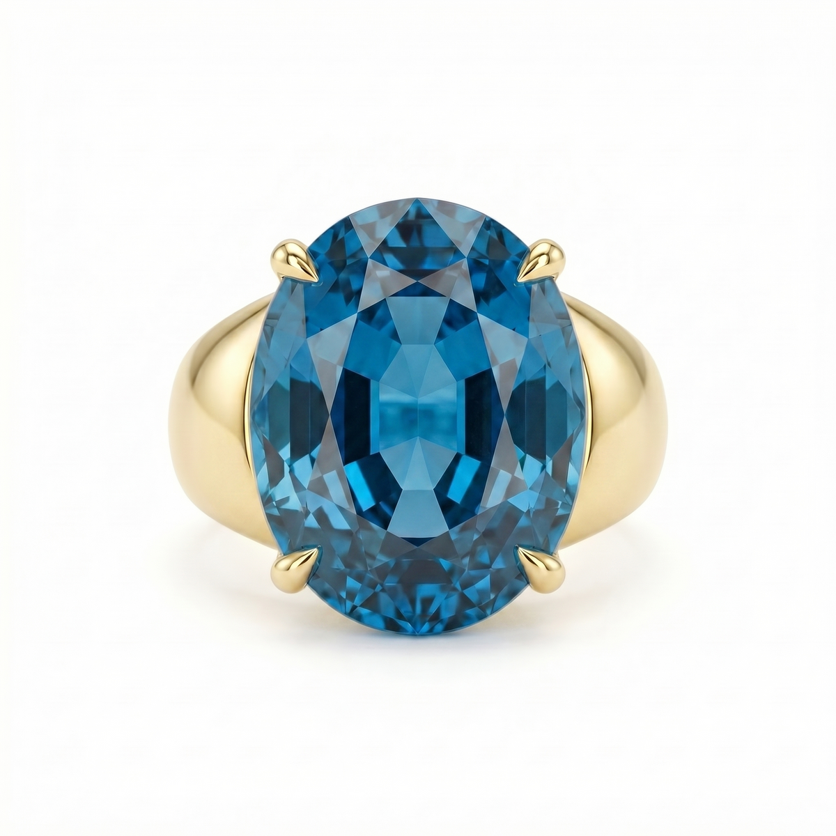 Velara Signet Ring – Teal Blue Spinel