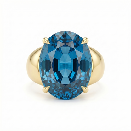 Velara Signet Ring – Teal Blue Spinel
