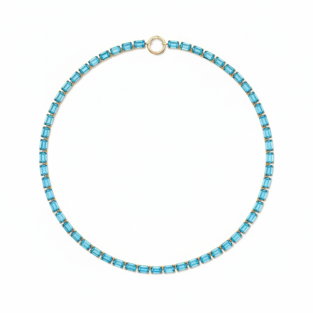 Nexus Tennis Necklace – Teal Blue Spinel