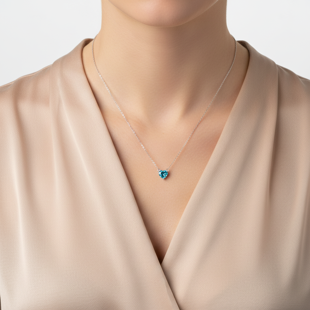 Amore Mini Solitaire Necklace – Teal Blue Spinel