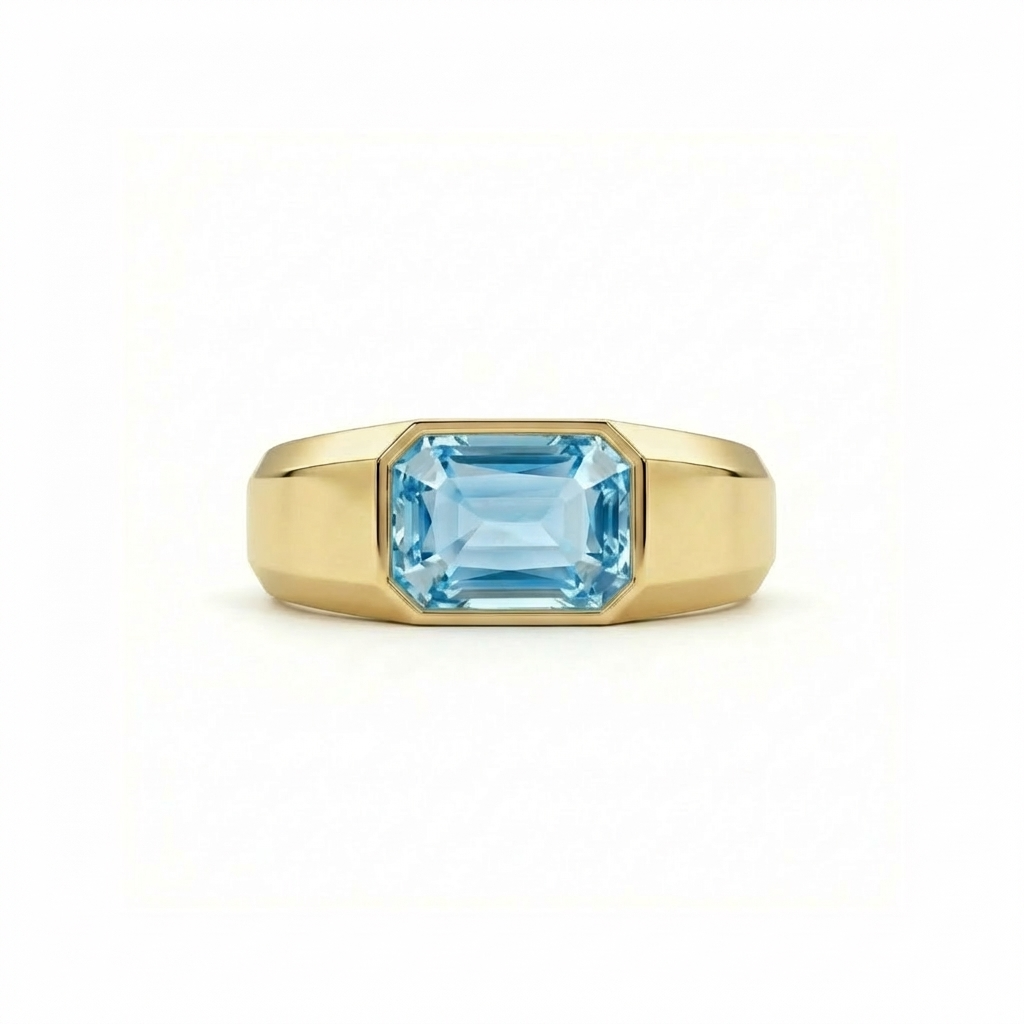 Nexus Signet Ring – Teal Blue Spinel