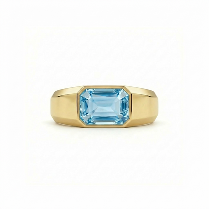 Nexus Signet Ring – Teal Blue Spinel