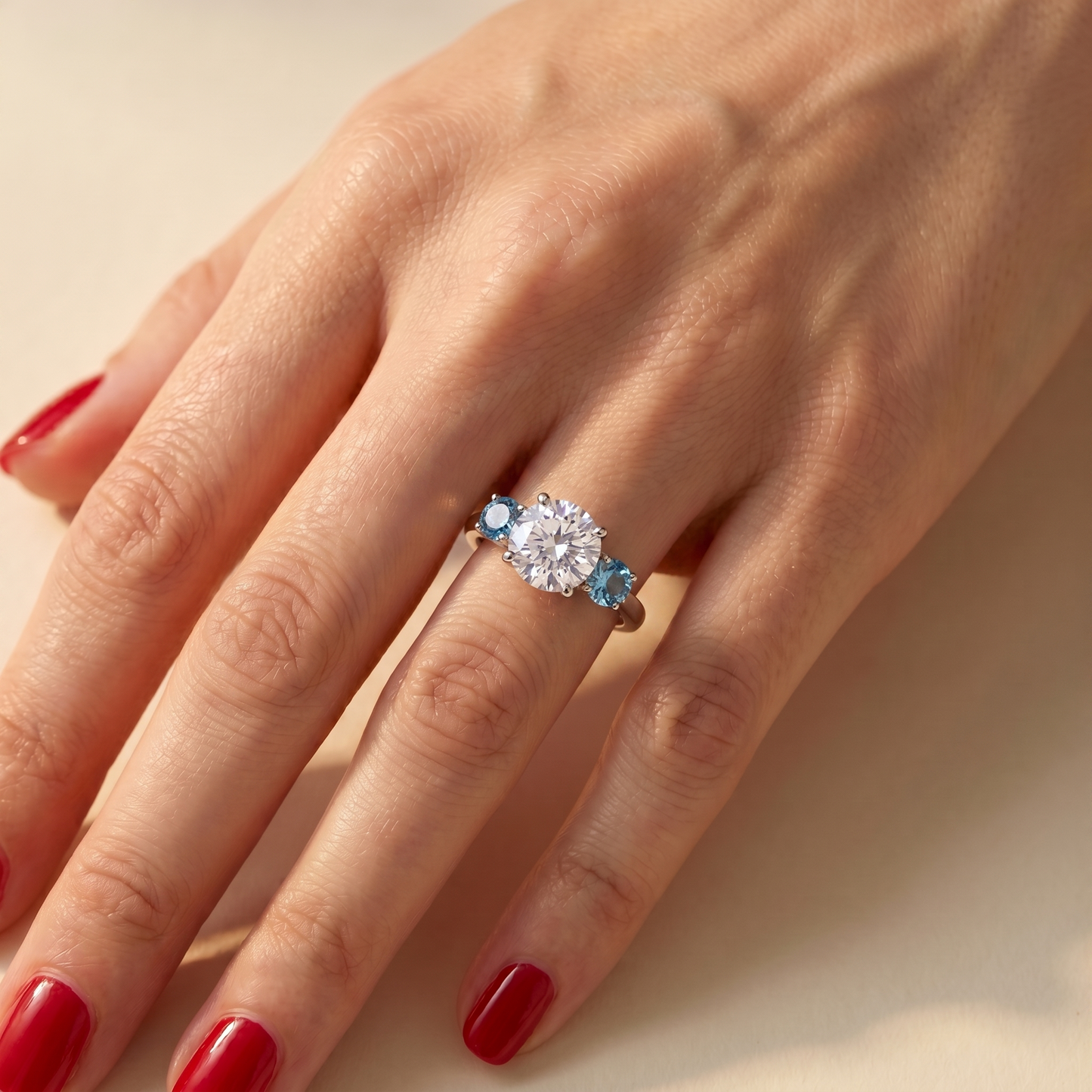 Juno Trilogy Ring – Teal Blue Spinel