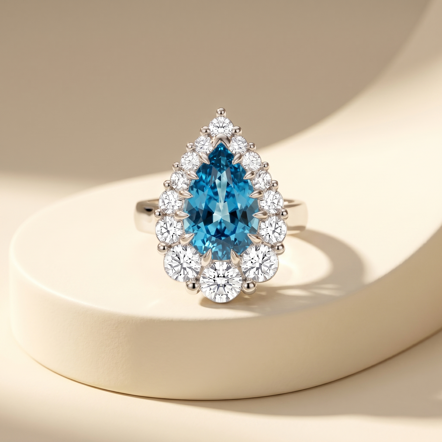 Nova Halo Ring – Teal Blue Spinel