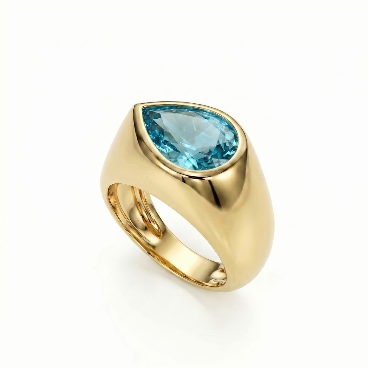 Nova Lateral Signet Ring – Teal Blue Spinel