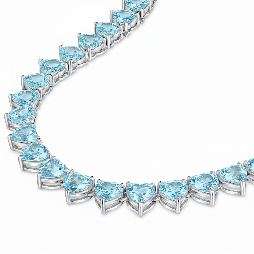 Amore Maxi Tennis Necklace – Teal Blue Spinel