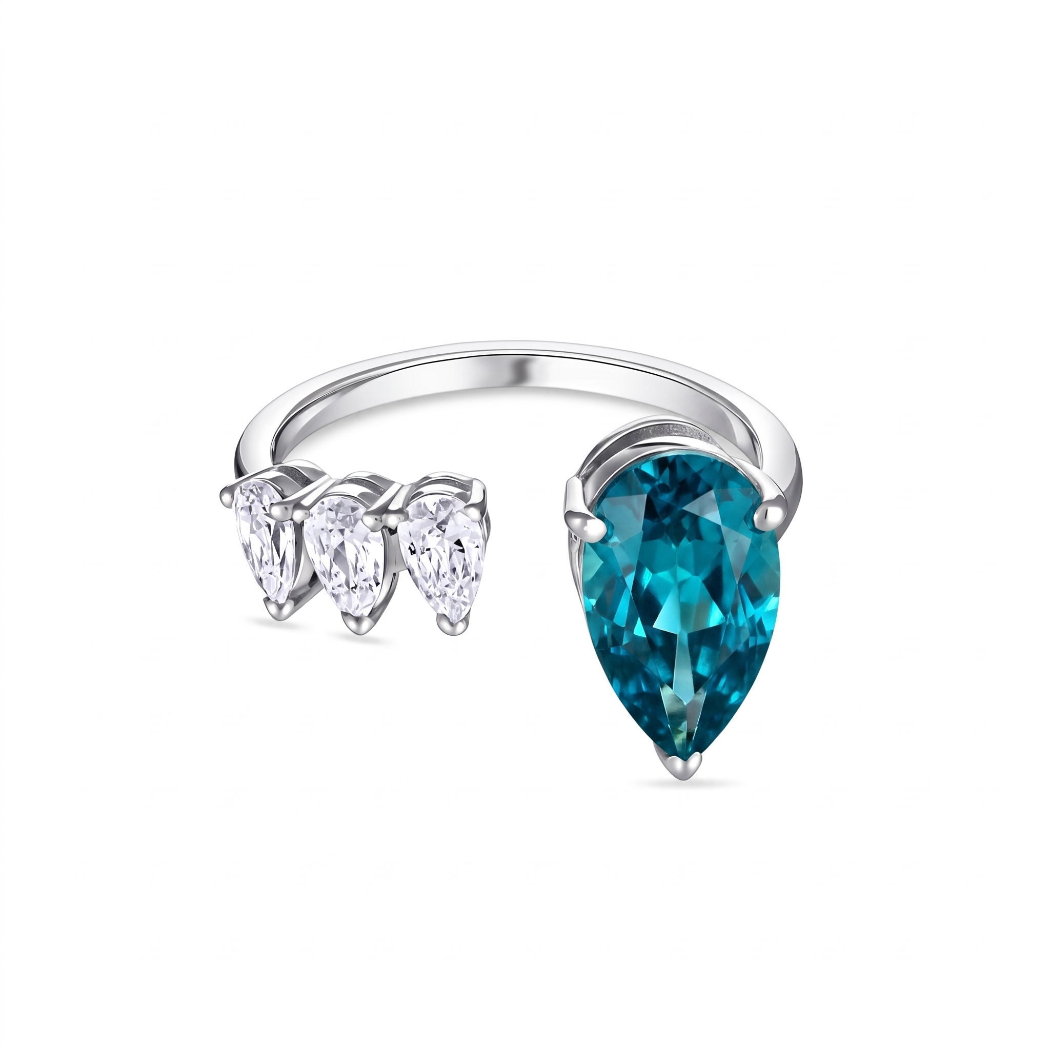 Nova Flare Open Ring – Teal Blue Spinel