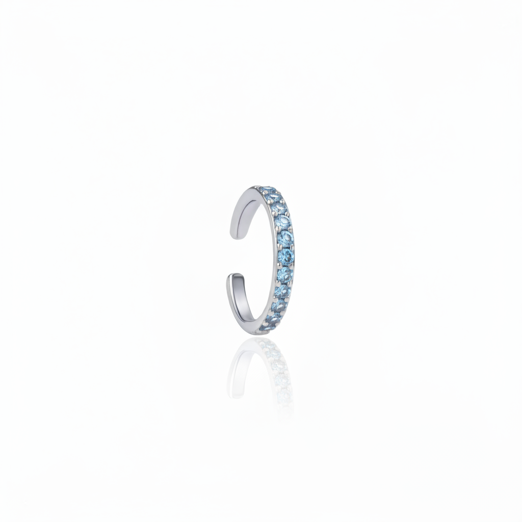 Linea Midi Ear Cuff – Teal Blue Spinel