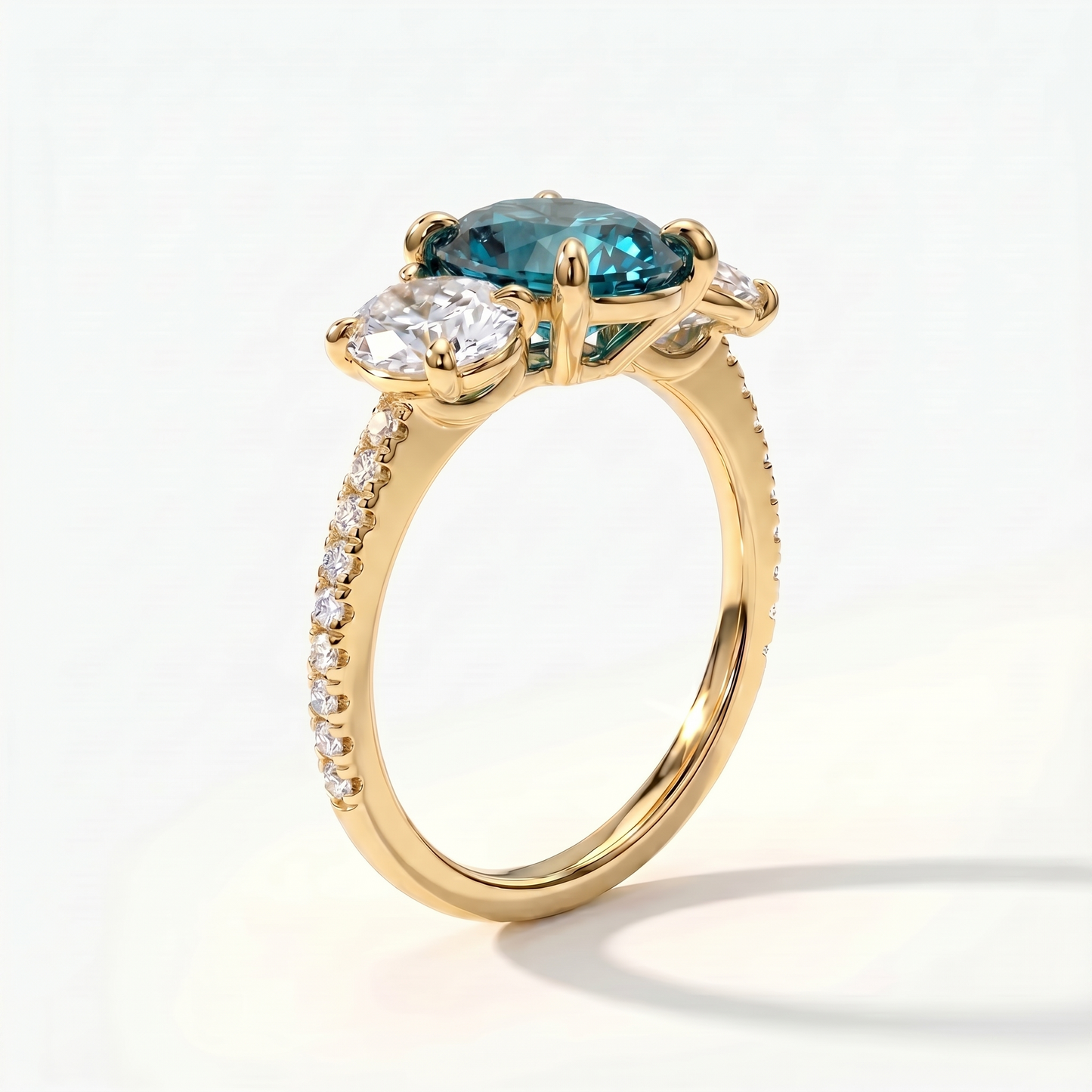 Velara Trilogy Pavé Ring – Teal Blue Spinel