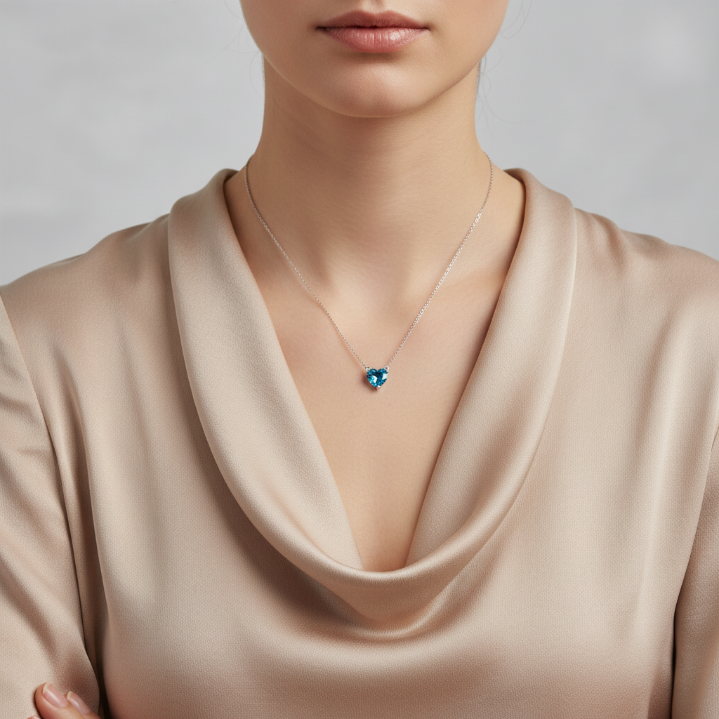 Amore Solitaire Necklace – Teal Blue Spinel